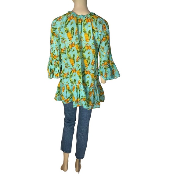 DEBBIE KATZ “ELISA” Tropical Print Women's Summer Top / Dress Beach Coverup L - Picture 4 of 8